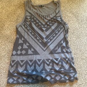Grey Aztec type print tank, Express size M